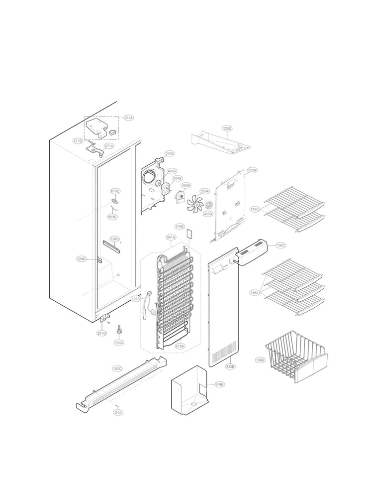 Freezer Compartment Parts Diagram and Parts List for LSC27937ST  LG Refrigerator