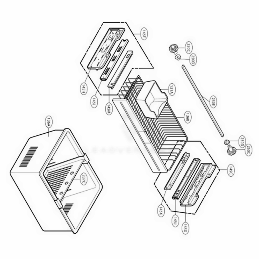 Freezer Parts Diagram and Parts List for 79764 ABI1SEF LG Refrigerator