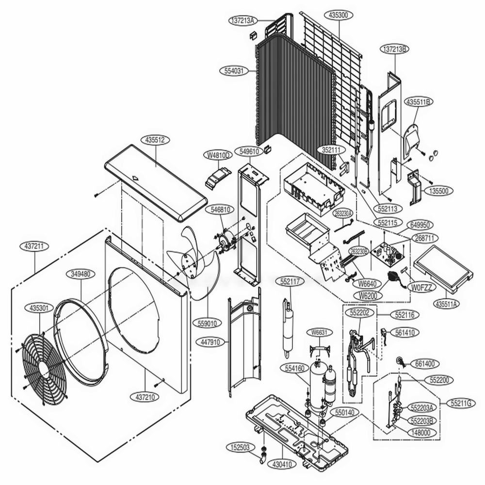Outdoor Unit Diagram and Parts List for LAU240HSV3 AMRBEUS LG Air Conditioner