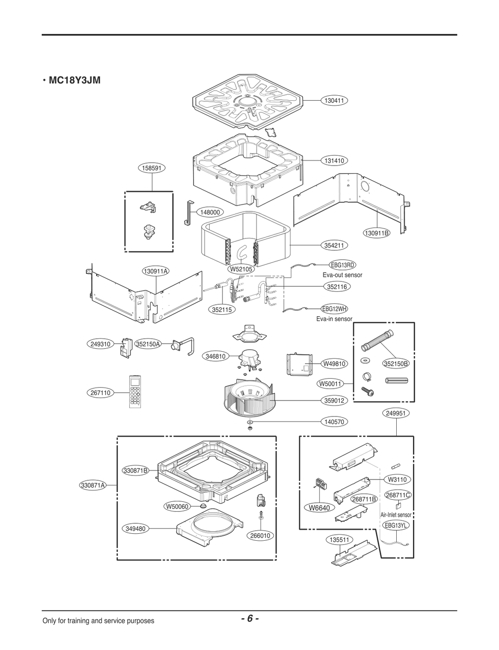 Diagram 1 Diagram and Parts List for AMNW12GTRA0 EWHBFRD LG Air Conditioner