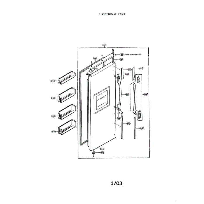 Freezer Door Diagram and Parts List for LRSPC2331T  LG Refrigerator