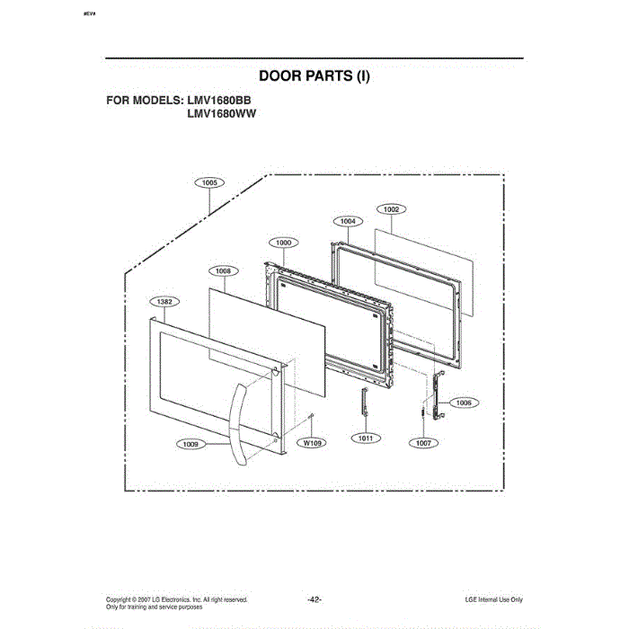Section 1 Diagram and Parts List for LMV1680WW CWHELGA LG Microwave Oven Combo