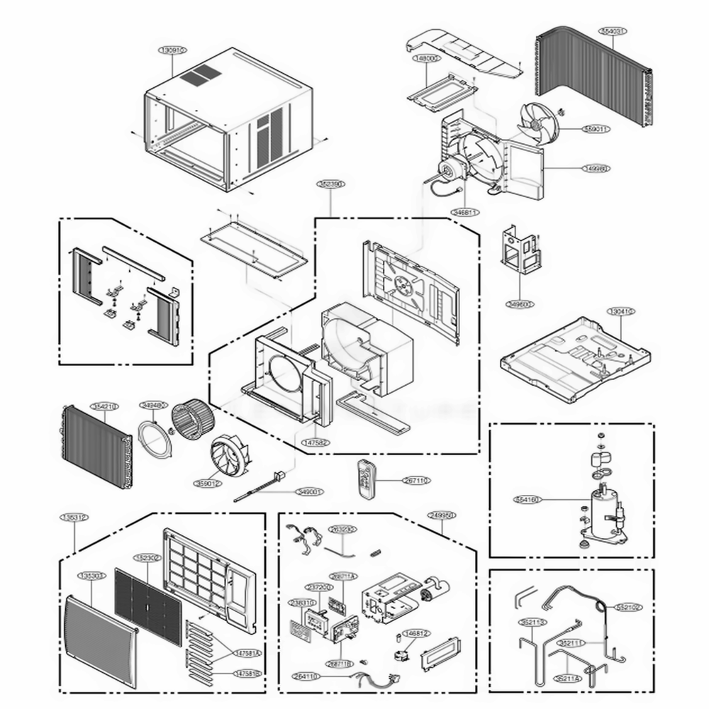 Main Diagram and Parts List for AGL18DA APG6GEE LG Air Conditioner