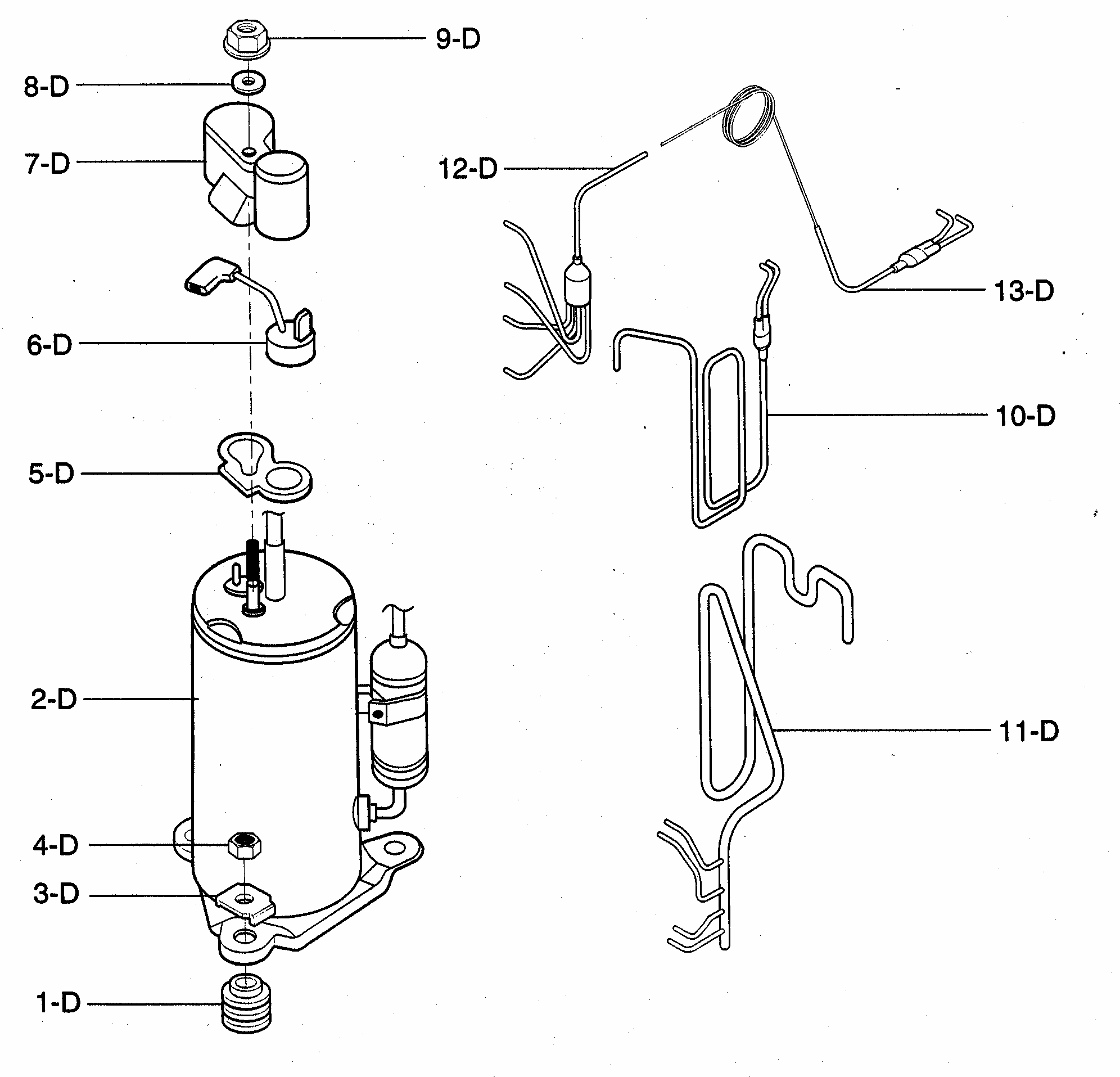 Compressor Parts Diagram and Parts List for 58073089300  Kenmore Air Conditioner