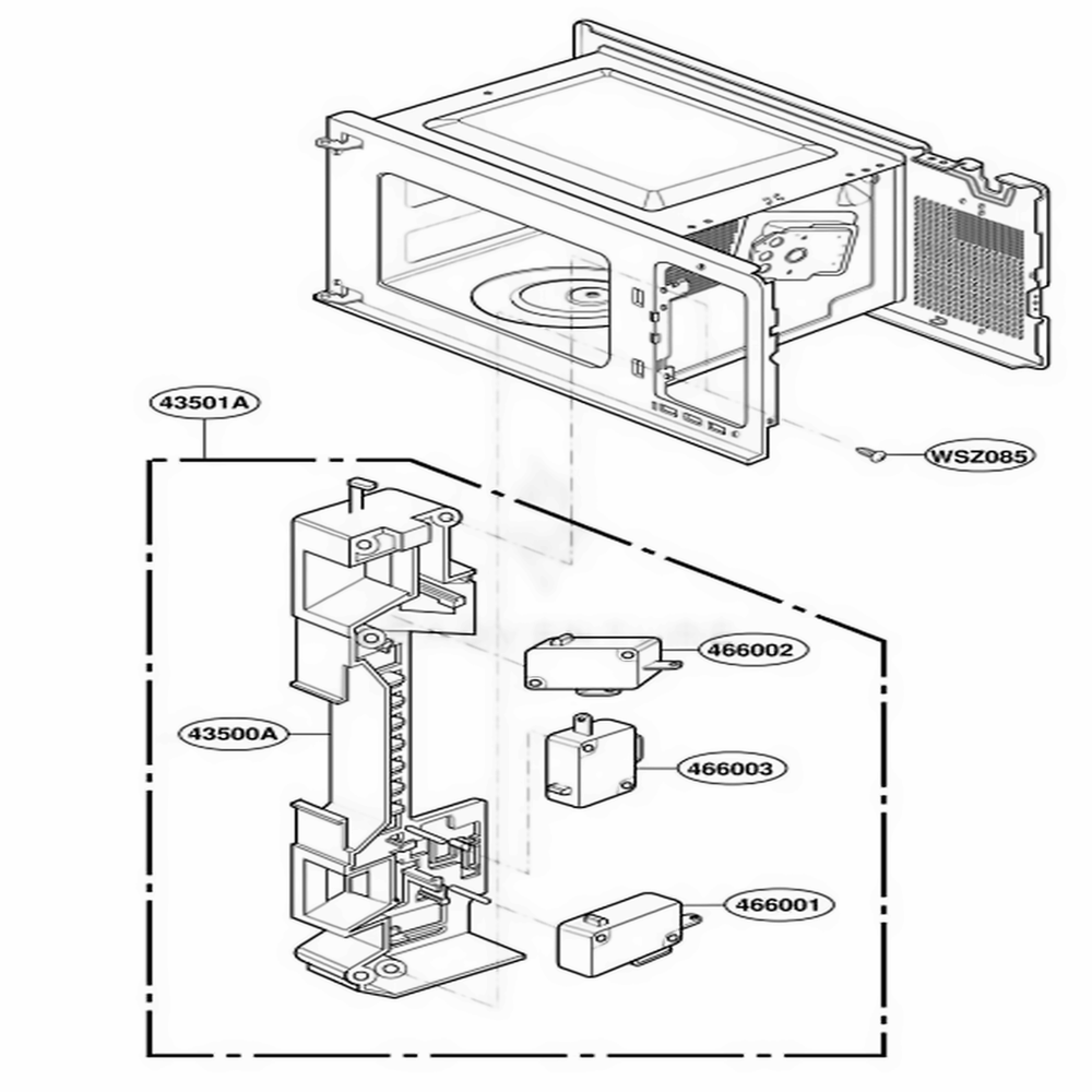 Latch Board Parts Diagram and Parts List for MT1110SKQ CWHEWRP LG Wall Oven