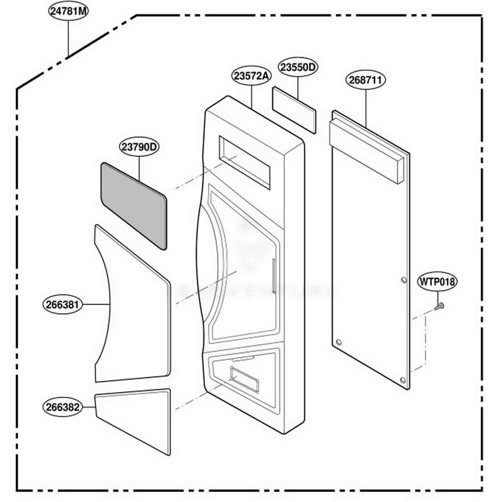 Control Panel Parts Diagram and Parts List for MT2115SJQ MWEWRP LG Range