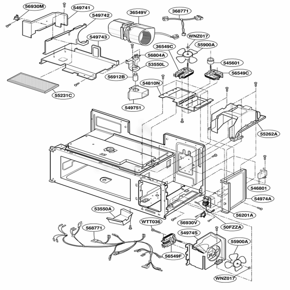 Interior Parts 3 Diagram and Parts List for YKHMC107EWH0 WHEKAC LG Range
