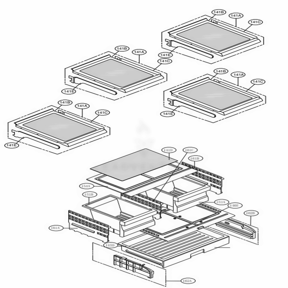 Refrigerator Parts Diagram and Parts List for LFCS25426D ASBCNA1 LG Refrigerator