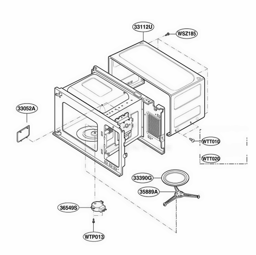 Oven Cavity Parts Diagram and Parts List for MA7542W01 CW1EGSE LG Range