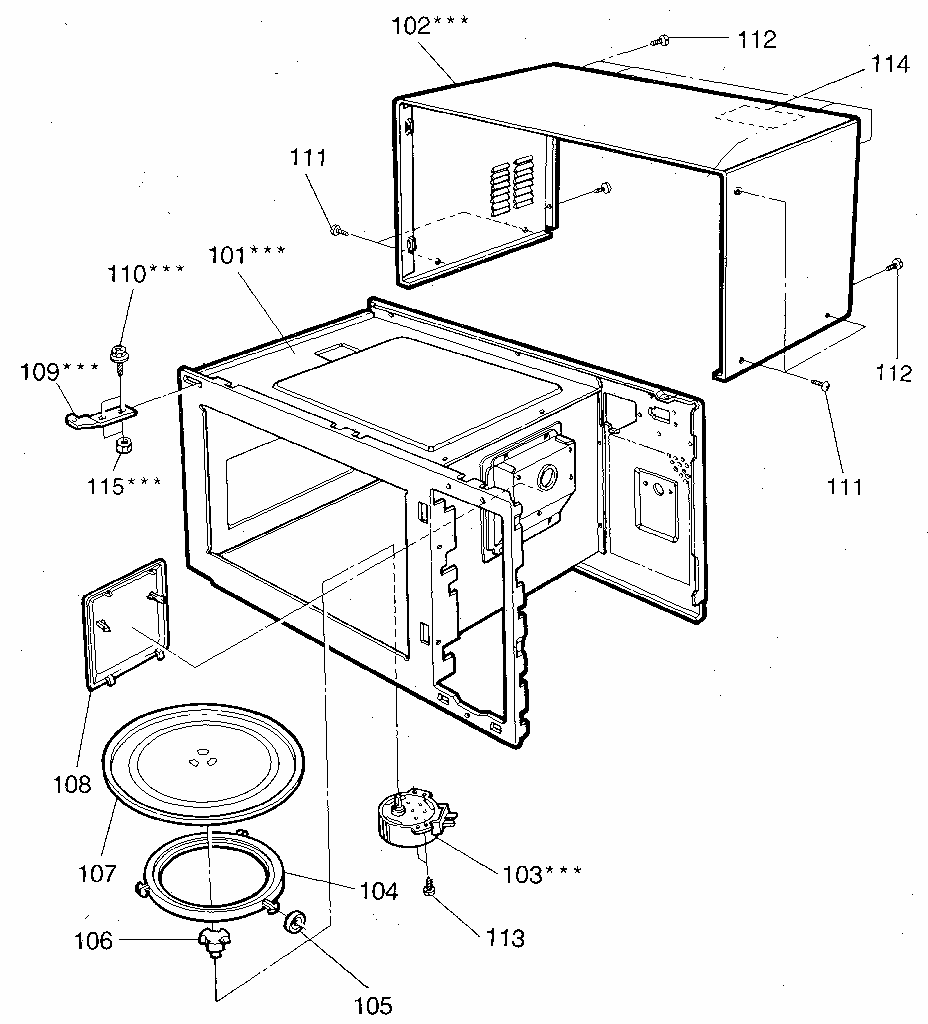 Cavity Diagram and Parts List for 7218922680  Kenmore Microwave