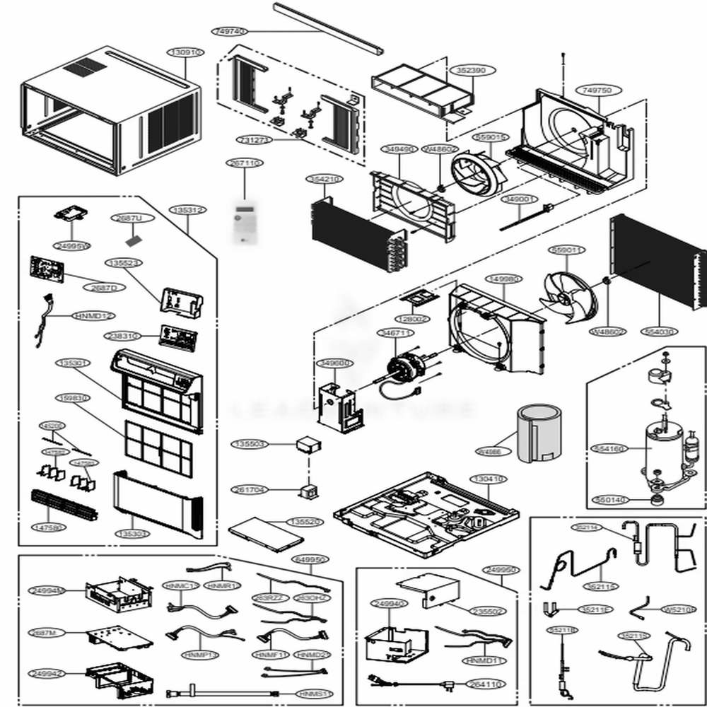Main Diagram and Parts List for LW1517IVSM AC1AHDP LG Air Conditioner