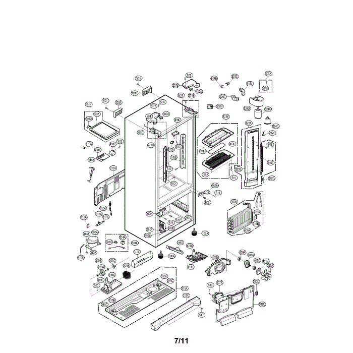 Case Diagram and Parts List for LFX25974SB 00 LG Refrigerator