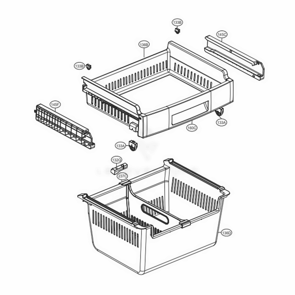 Freezer Parts Diagram and Parts List for LFNS22520D ASBCNA0 LG Refrigerator
