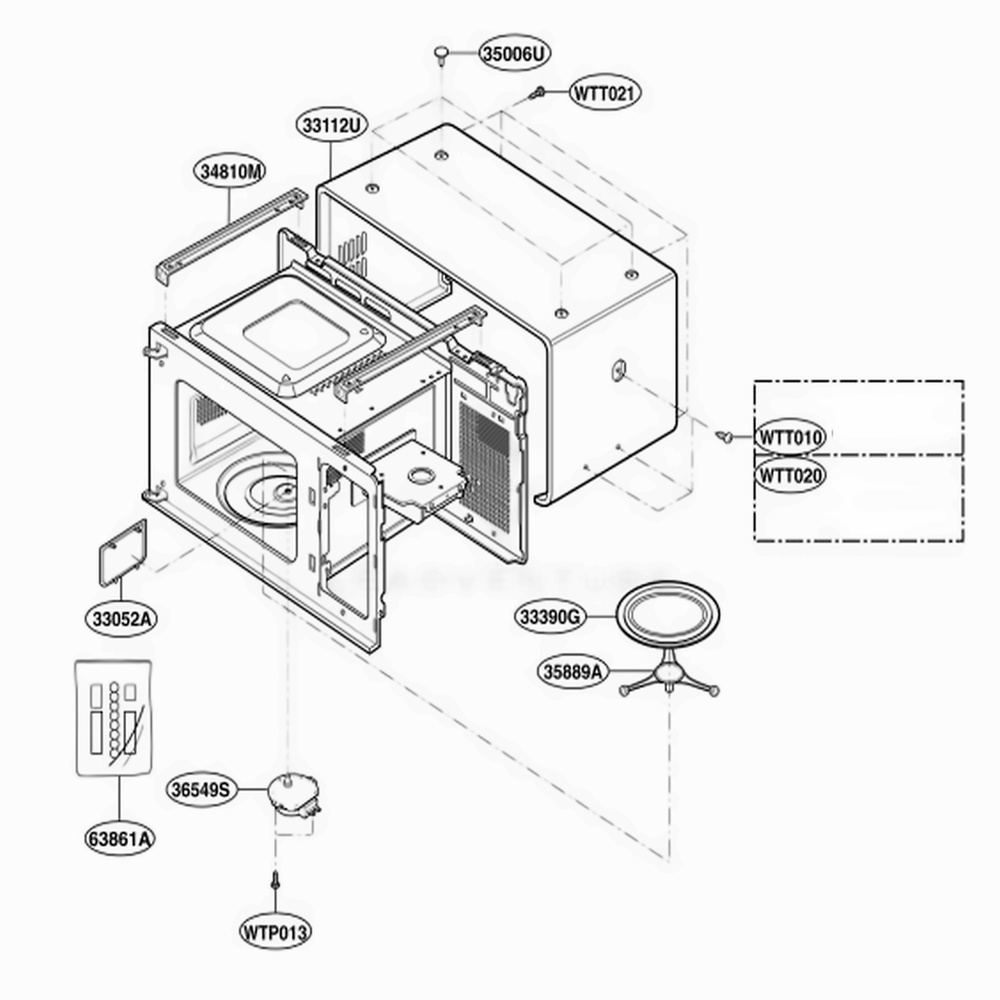 Oven Cavity Parts Diagram and Parts List for MT4078SPB CB1EWRP LG Range