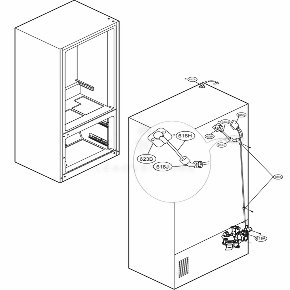 Valve And Water Tube Parts Diagram and Parts List for LMXS28626S ASTCNA2 LG Refrigerator