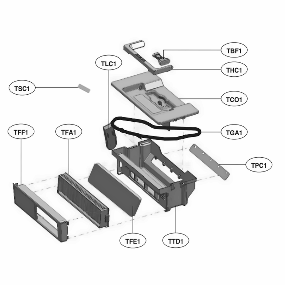 Tank Assembly, Dust Diagram and Parts List for VR65704LVM ABOELGA LG Canister Vacuum