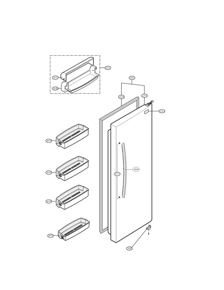 Refrigerator Door Parts Diagram and Parts List for LSC27921ST 00 LG Refrigerator