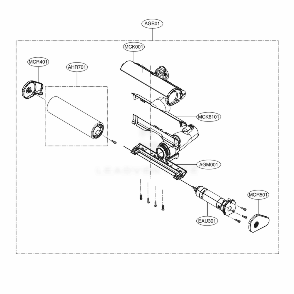 Flufy Nozzle Assembly Diagram and Parts List for A907GMS AIGELGA LG Upright Vacuum