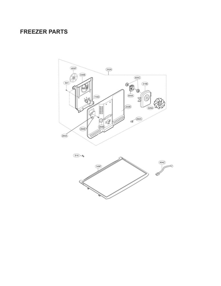 Freezer Parts Diagram and Parts List for LTCS20020B 00 LG Refrigerator