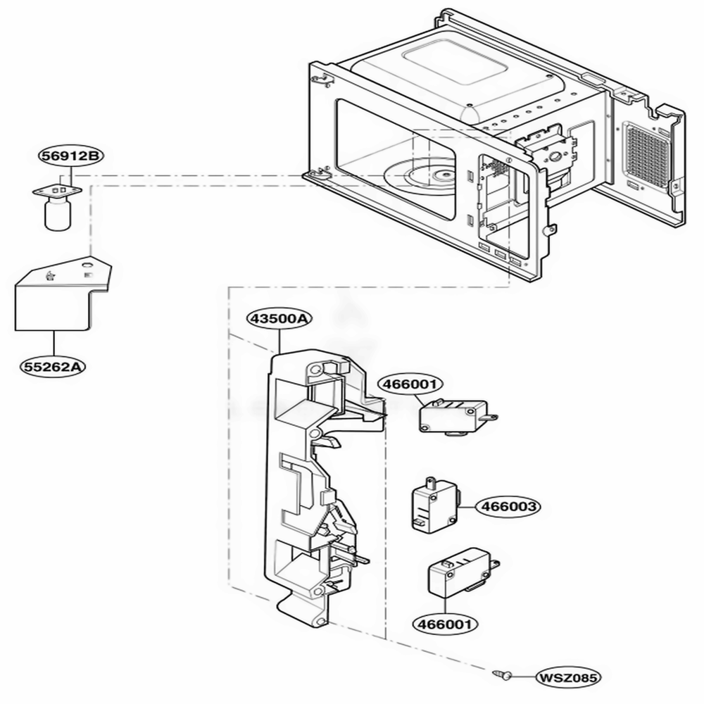 Latch Board Parts Diagram and Parts List for MA748B CB1EGSE LG Range