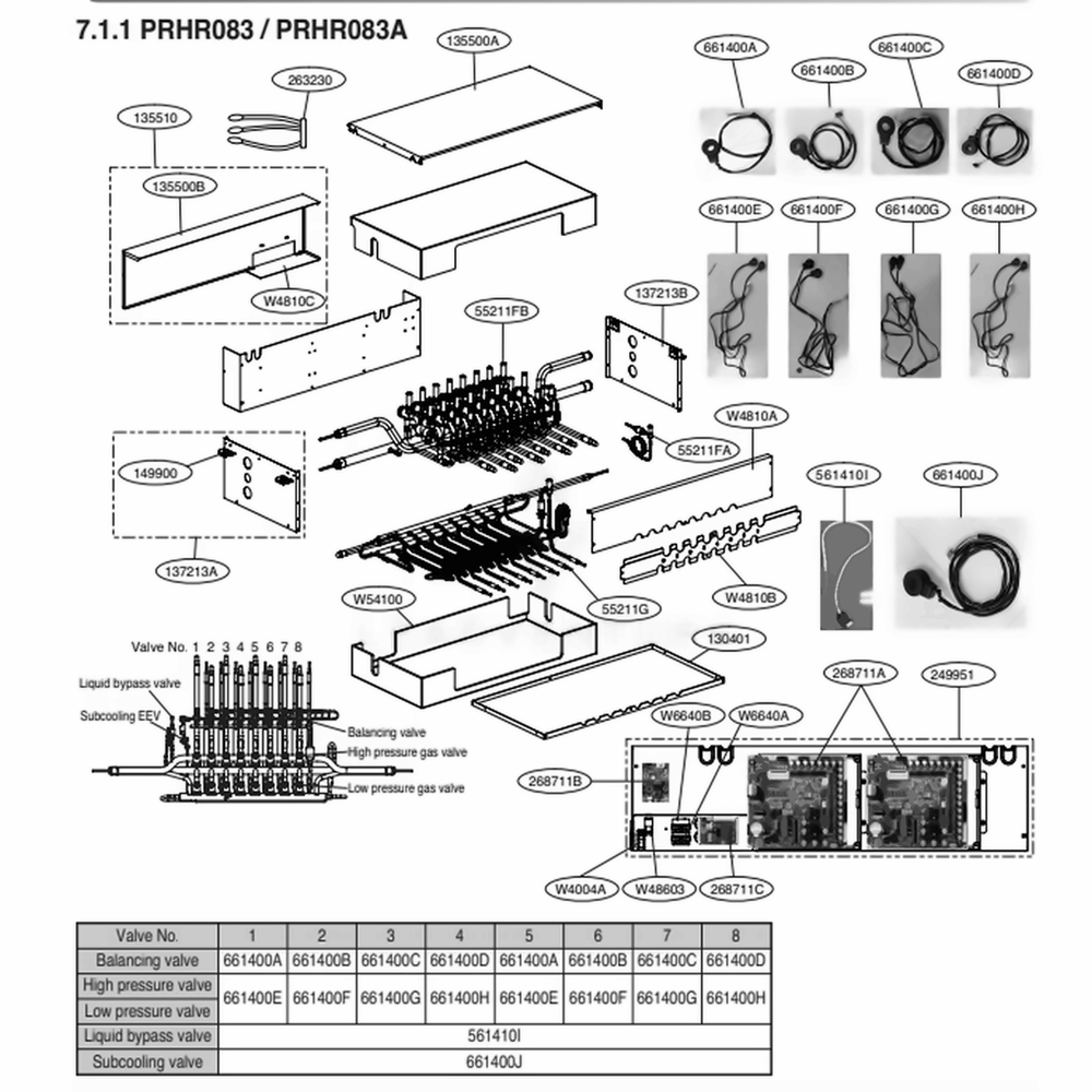 Main Diagram and Parts List for PRHR083A ANCXLUS LG Air Conditioner