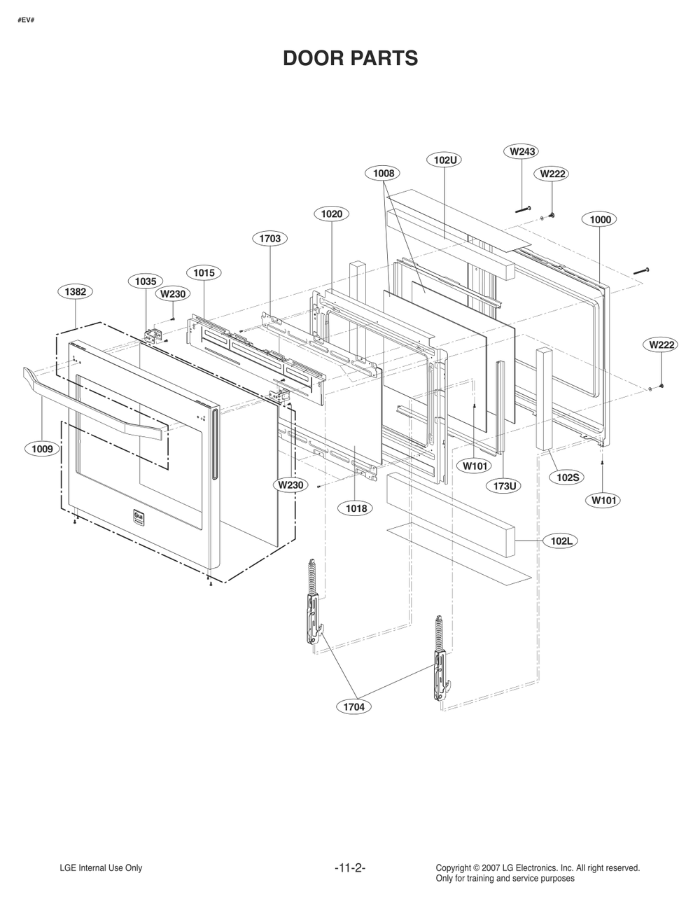 Door Parts Diagram and Parts List for FS1787US AS6LSTD LG Range