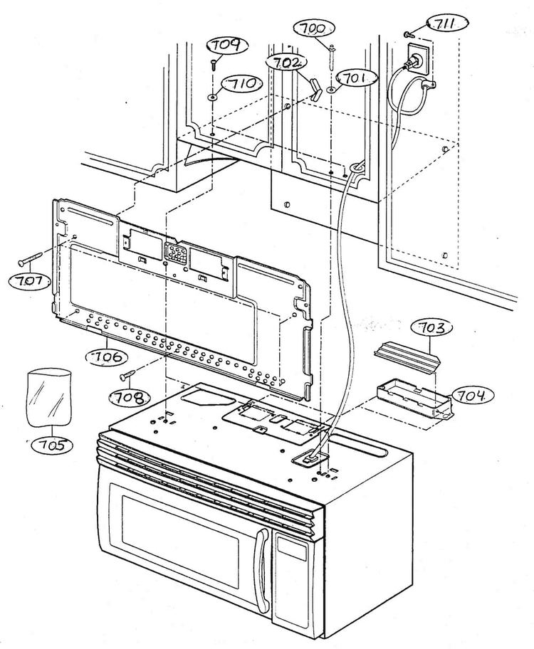 Installation Parts Diagram and Parts List for MV-1715W  LG Microwave