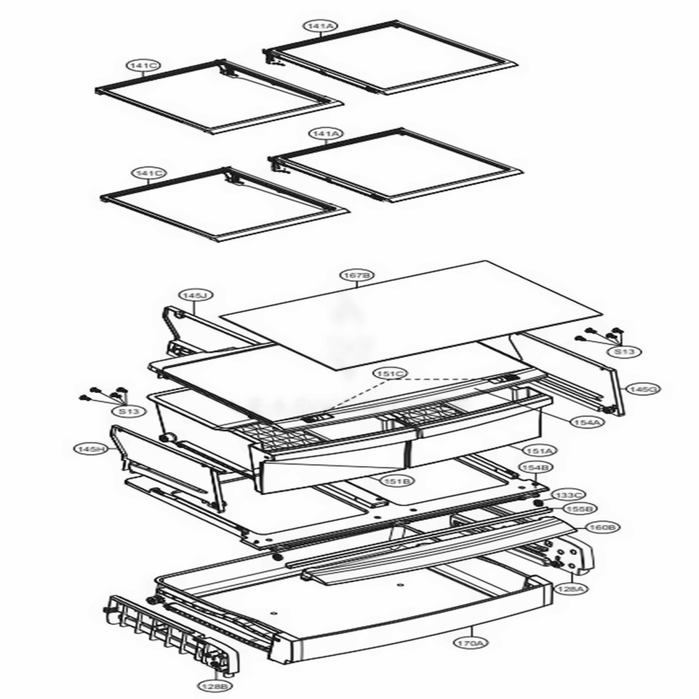 Refrigerator Parts Diagram and Parts List for LFDS22520S ASTCNA4 LG Refrigerator