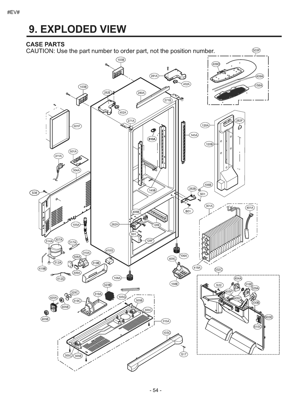 Case Parts Diagram and Parts List for GM-B268NSNP ASTCNA0 LG Refrigerator