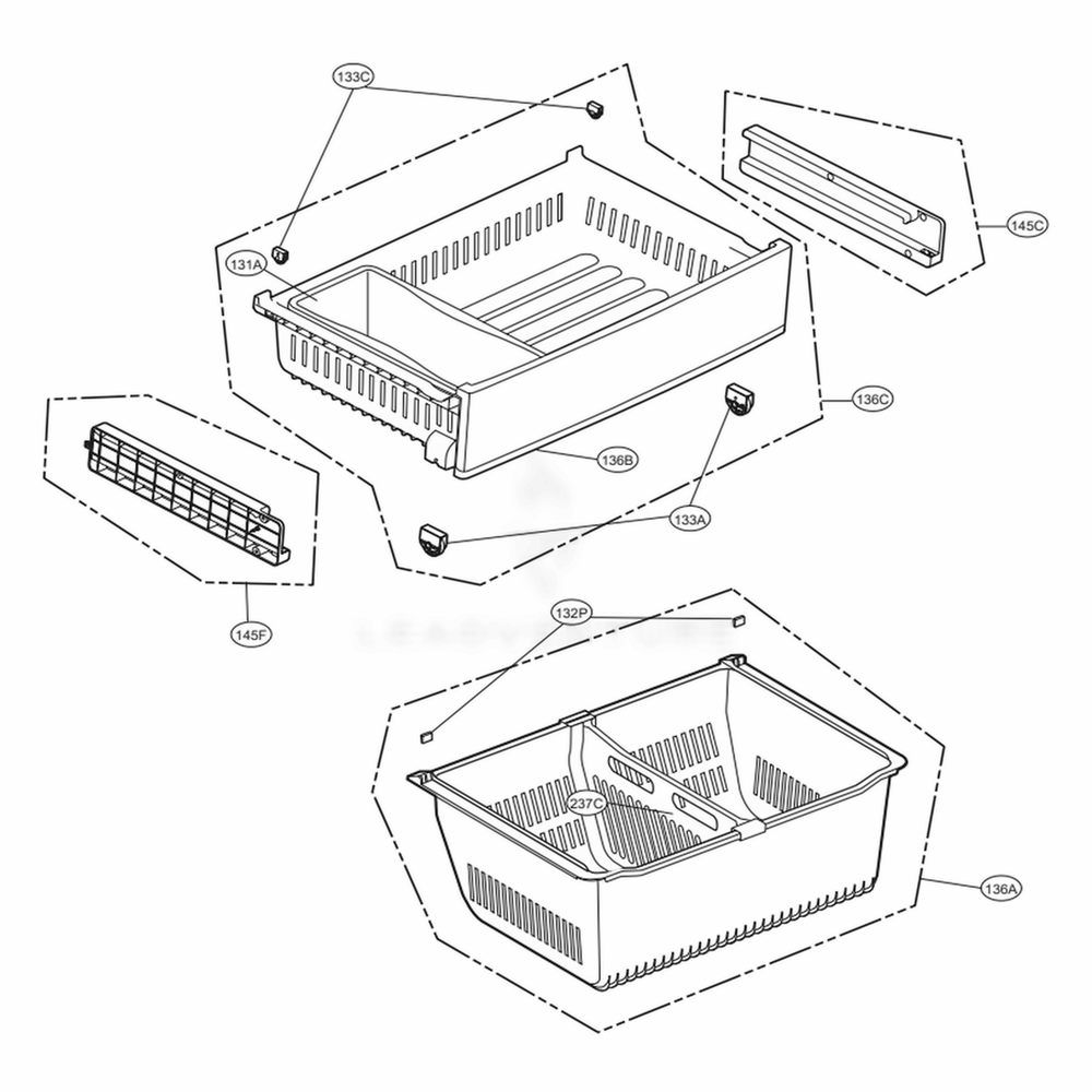 Freezer Parts Diagram and Parts List for 74109 AWBCSE2 LG Refrigerator