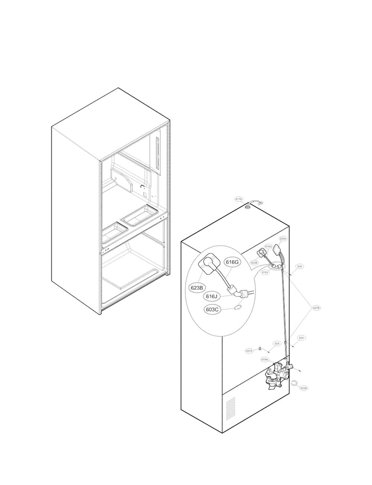 Water And Valve Parts Diagram and Parts List for LFX33975ST 02 LG Refrigerator