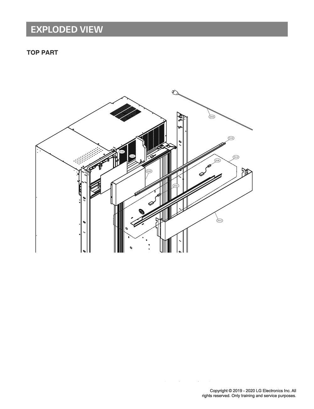 Top Part Diagram and Parts List for GR-L276DSMM ASTCNA2 LG Refrigerator