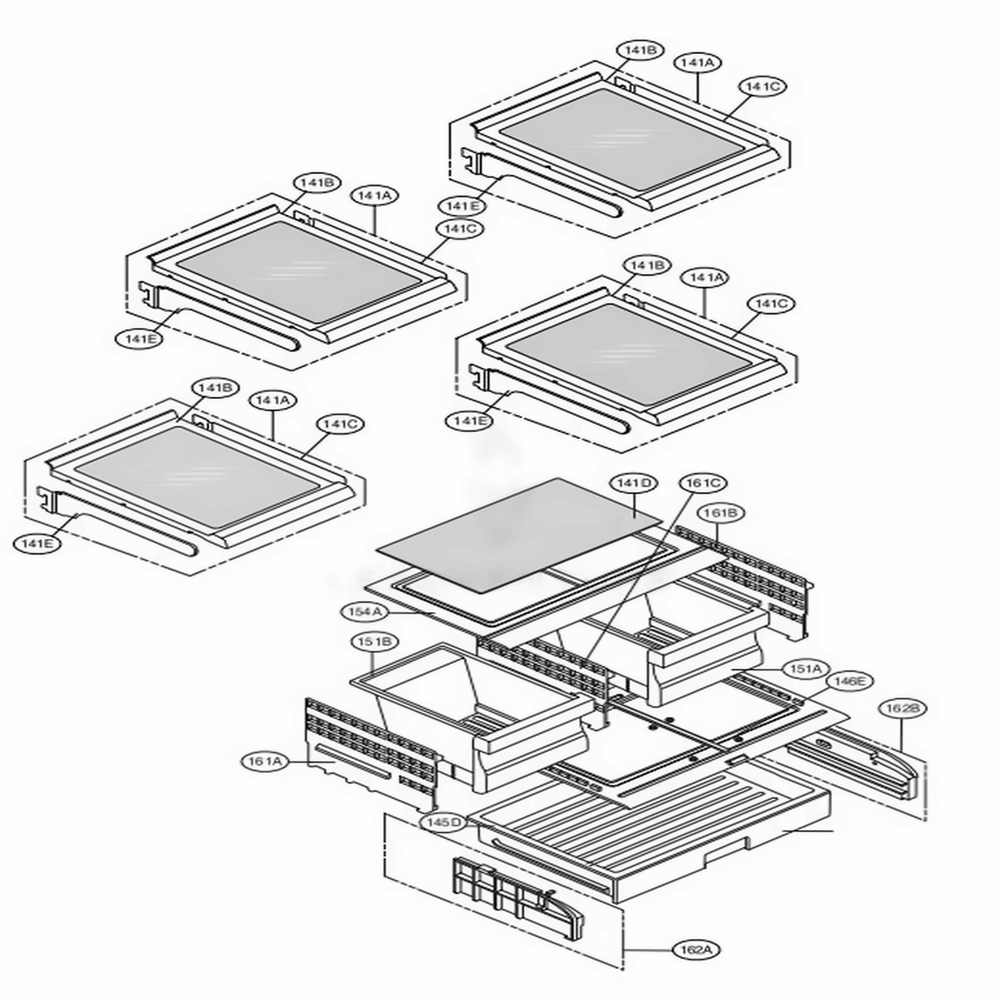 Refrigerator Parts Diagram and Parts List for LFX25974ST ASTCNA4 LG Refrigerator