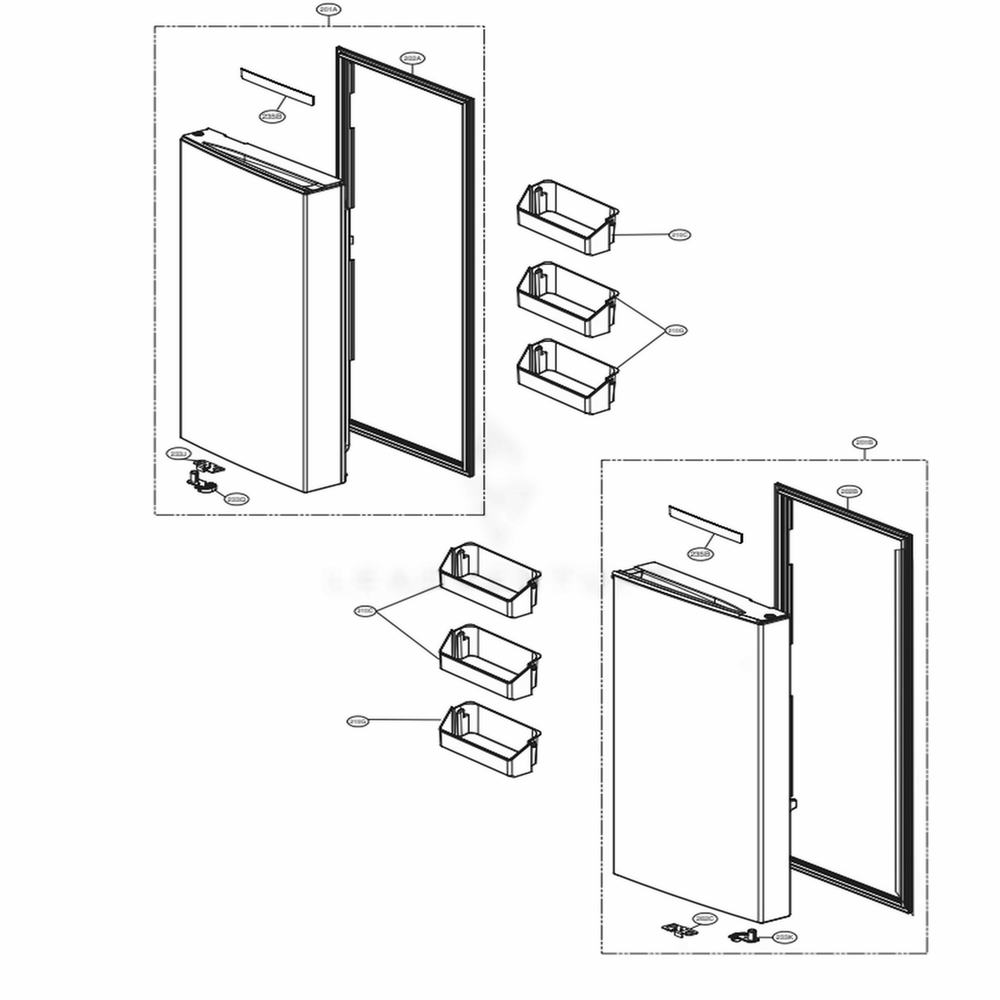 F-Room Door Part Diagram and Parts List for LPXS30866D ASBCNA0 LG Refrigerator