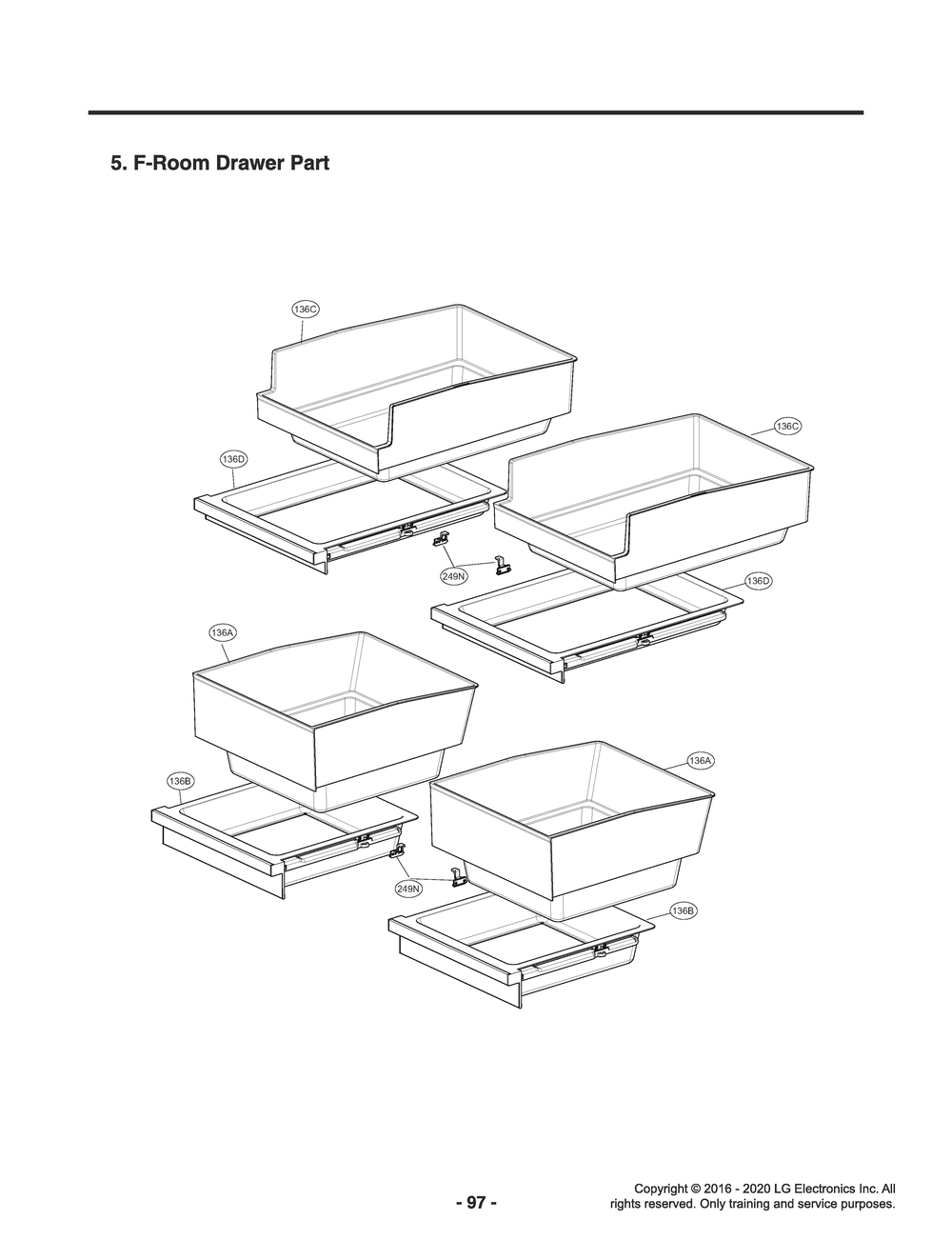 F-Room Drawer Part Diagram and Parts List for GR-X30FGNGM AGRCNA0 LG Refrigerator