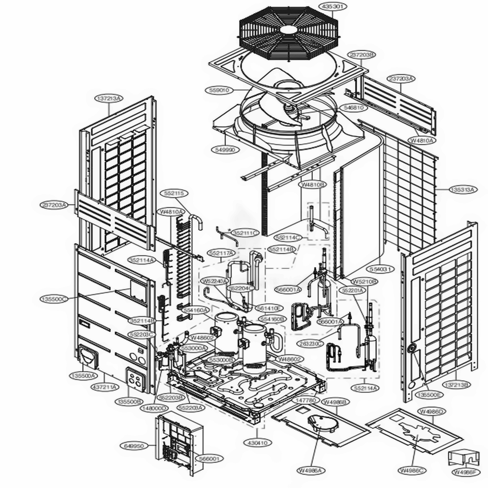 Main 1 Diagram and Parts List for ARUN120LT3 EWGBLEU LG Air Conditioner