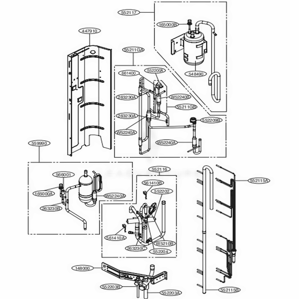 Cycle Parts Diagram and Parts List for ARUN036GS2 EWGBLUS LG Air Conditioner
