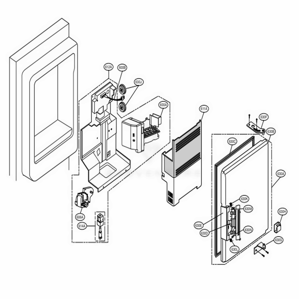 Ice Maker And Ice Bank Parts Diagram and Parts List for 79754 ABI2SER LG Refrigerator
