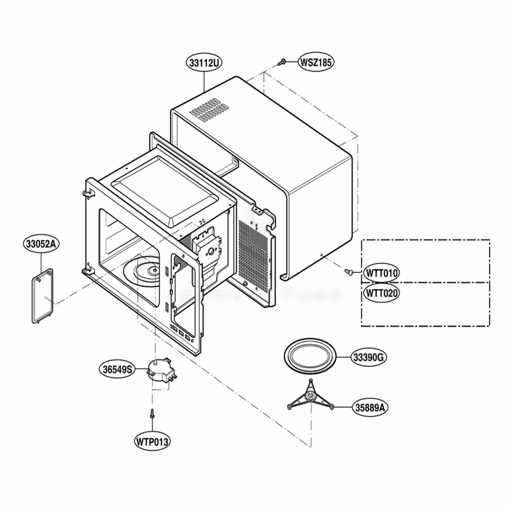 Oven Cavity Parts Diagram and Parts List for YKCMS1555RSS CS1EKAC LG Range