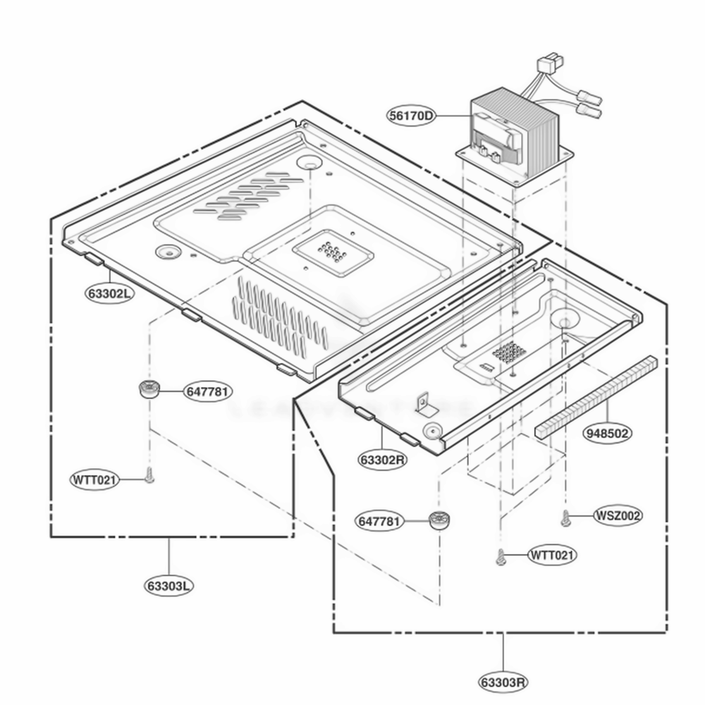 Base Plate Parts Diagram and Parts List for KCMS145KBU ABLEKAD LG Range