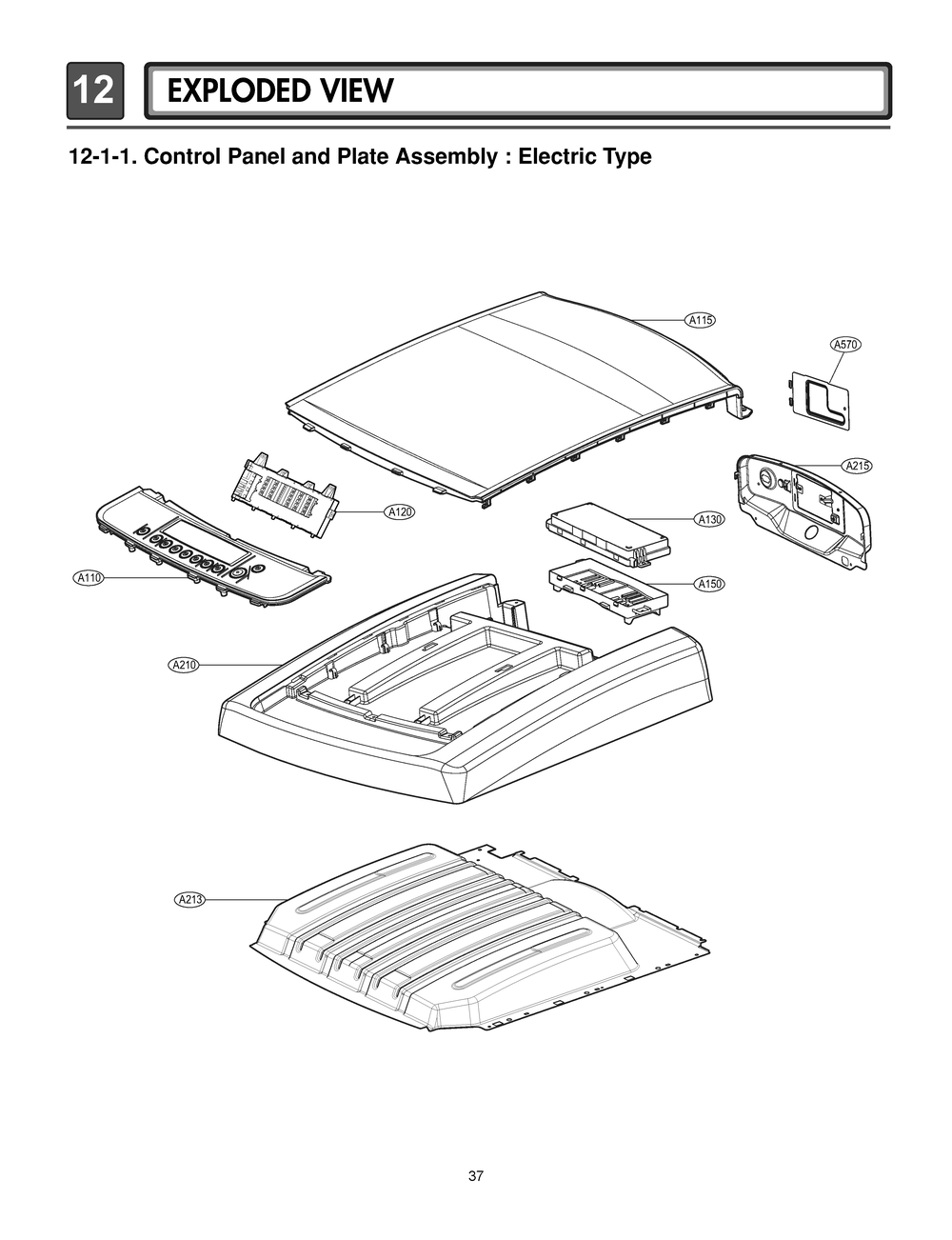 Control Panel And Plate Assembly Diagram and Parts List for RV1367AS ABWEEUS LG Dryer