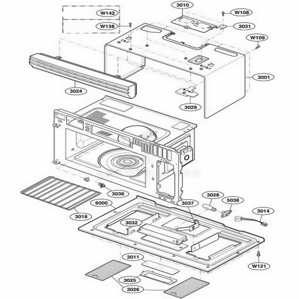 Oven Cavity Parts Diagram and Parts List for MMV4205AAS ASBEMTG LG Range