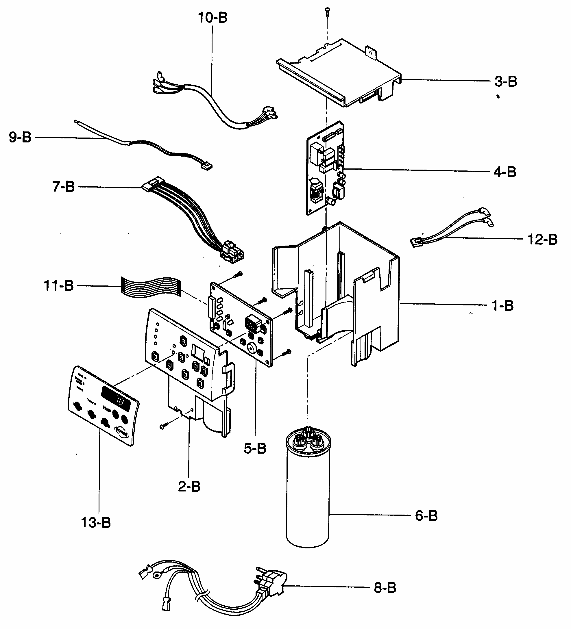 Control Box Assy Diagram and Parts List for 58073144300  Kenmore Air Conditioner
