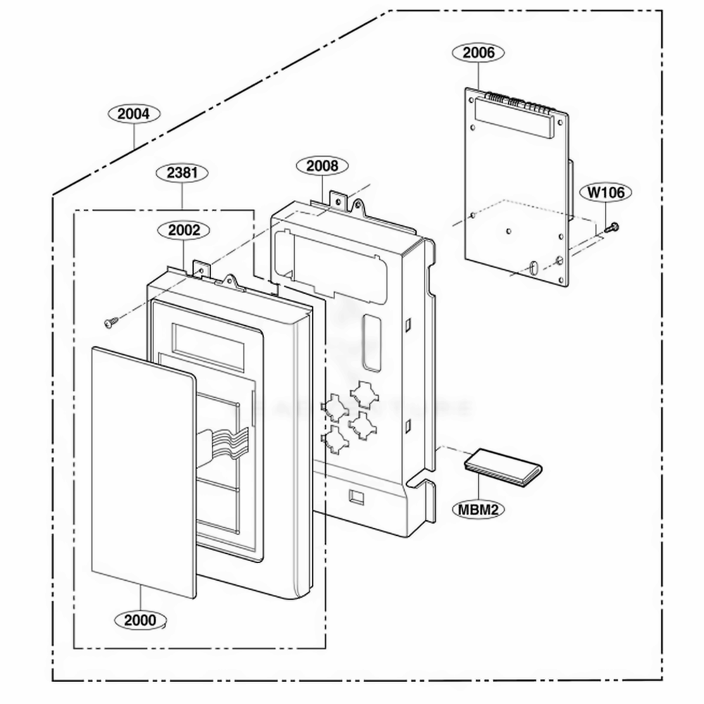 Controller Parts Diagram and Parts List for 80522 CWHESEA LG Range