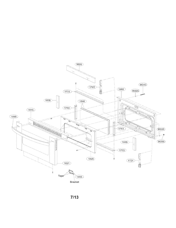 Upper Door Parts Diagram and Parts List for LDE3031ST  LG Range