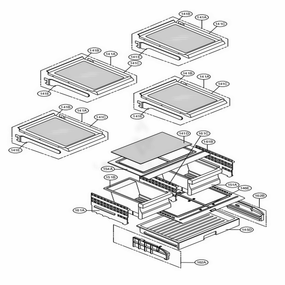 Refrigerator Parts Diagram and Parts List for LFX25974SW ASWCNA4 LG Refrigerator