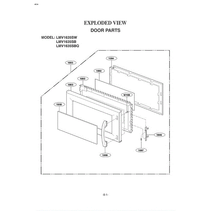 Section 3 Diagram and Parts List for LMV1635SB ABKELGA LG Microwave Oven Combo