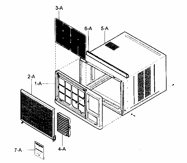 Cabinet/front Grille Assy Diagram and Parts List for 58072187300  Kenmore Air Conditioner