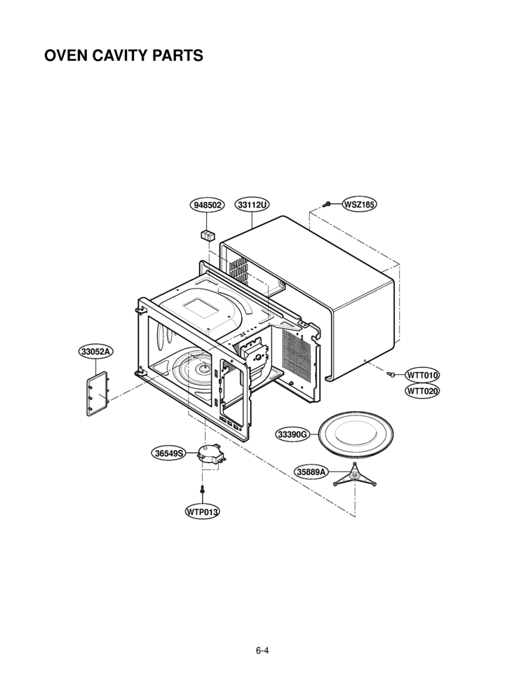 OVEN CAVITY PARTS Diagram and Parts List for LRM1230B  LG Microwave