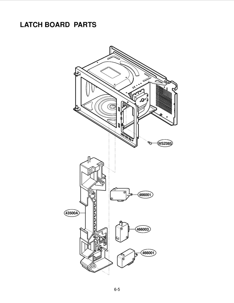 LATCH BOARD PARTS Diagram and Parts List for LRM1230B  LG Microwave